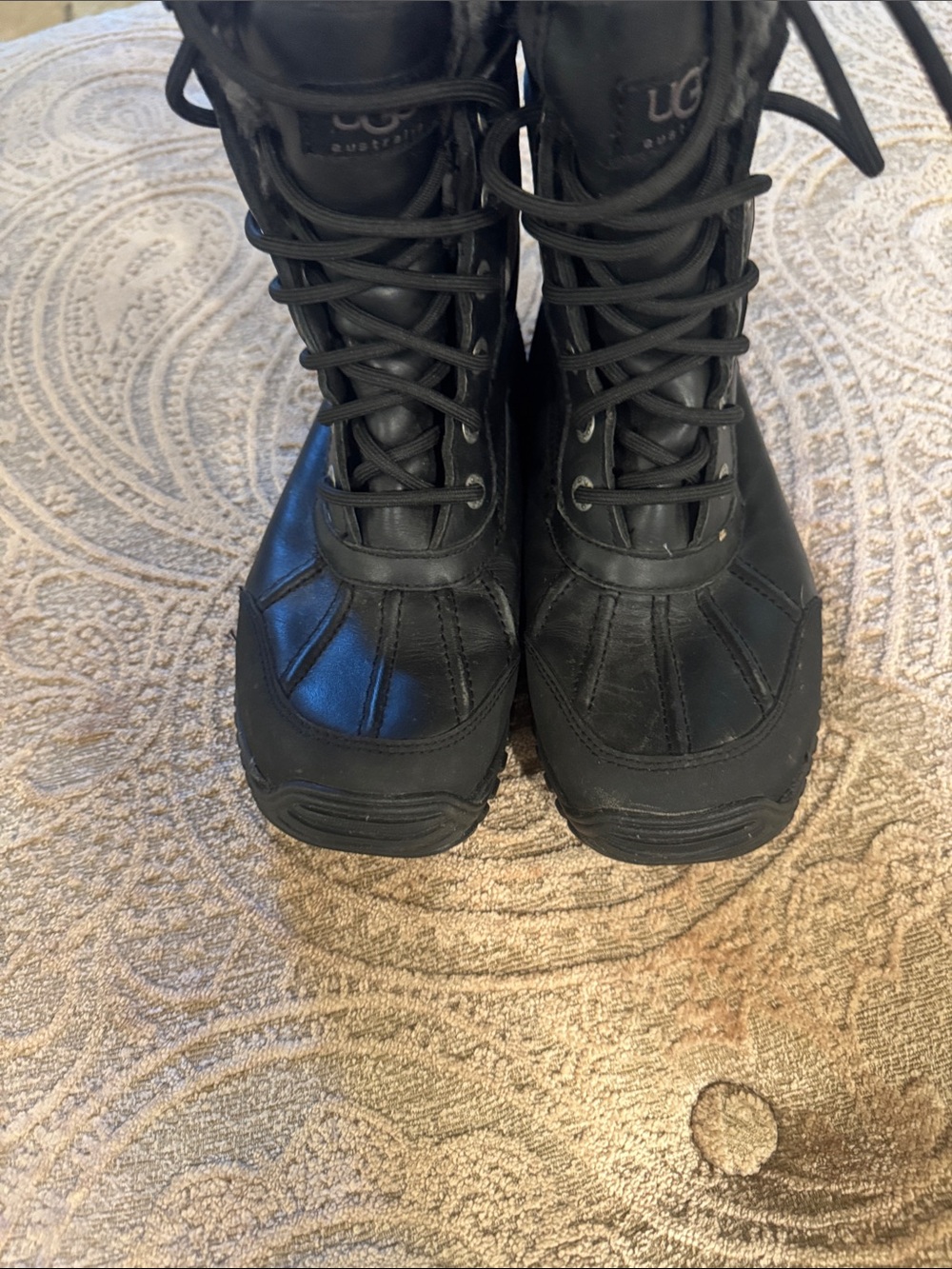 UGG Women's Black Lace-Up Insulated Winter Boots